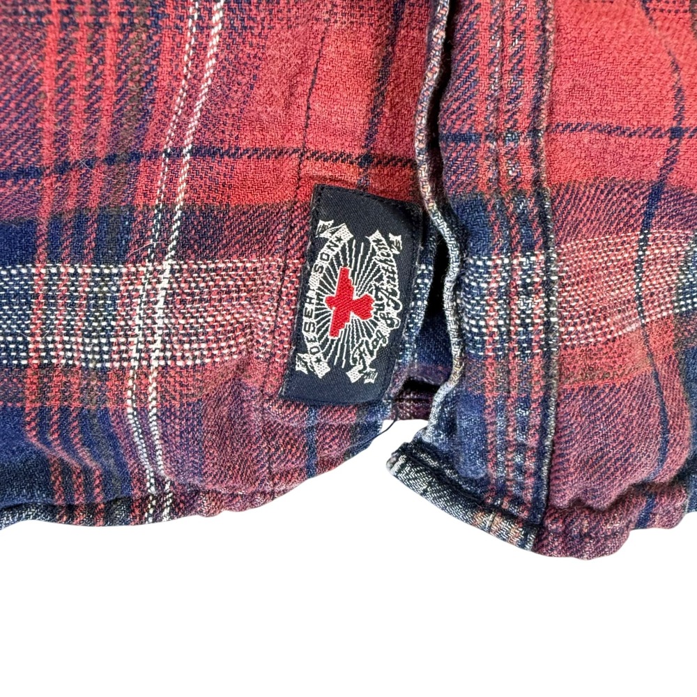 Desert Son Flag & Anthem Plaid Flannel Pearl Snap Button Rustic Cowboy Western - Picture 3 of 12